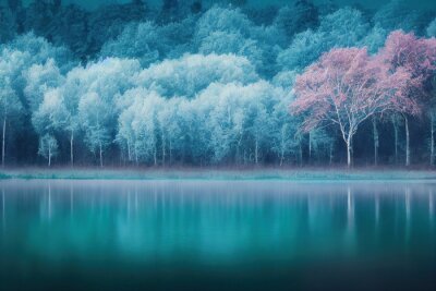 Fototapete Ein Wald in einer Pastellkette