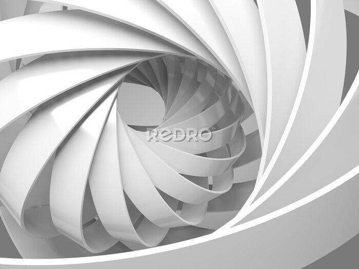 Fototapete Ein weißer spiralförmiger 3D-Tunnel