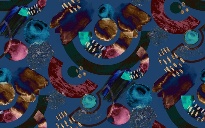 Fototapete Eine Collage aus farbenfroher Geometrie