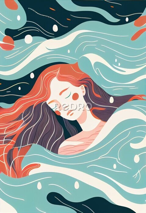 Fototapete Eine Frau zwischen den Wellen