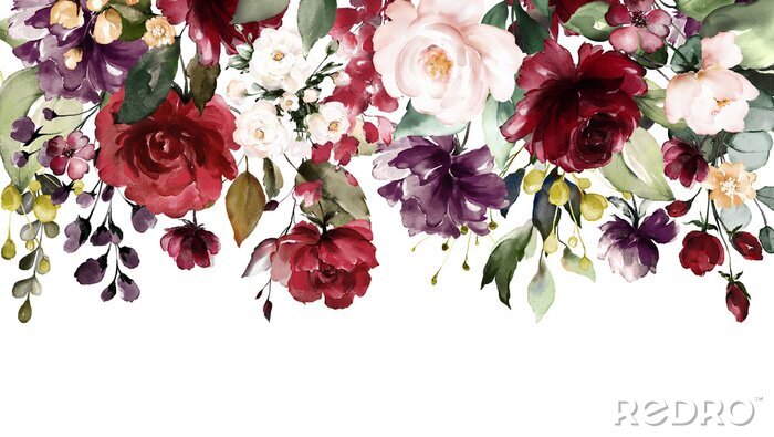 Fototapete Eine Girlande aus bunten Rosen