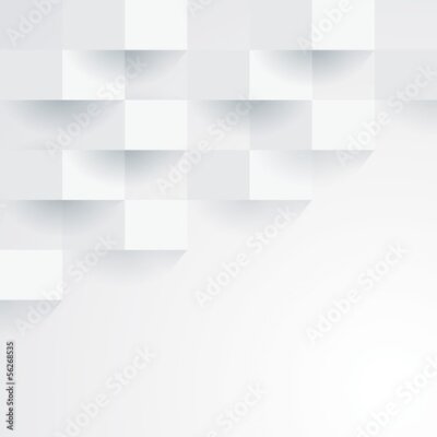 Fototapete Eine weiße Geometrische 3D-Illusion aus weißen Würfeln