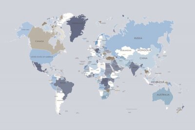 Fototapete Eine Weltkarte in vier Farben