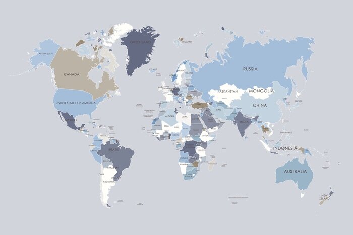 Fototapete Eine Weltkarte in vier Farben