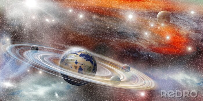 Fototapete Eine Weltraumlandschaft mit Planeten