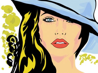 Fototapete Eine Zeichnung einer Frau mit Hut