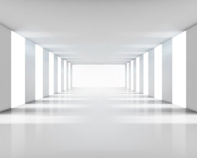 Fototapete Einfacher weißer Tunnel mit Säulen