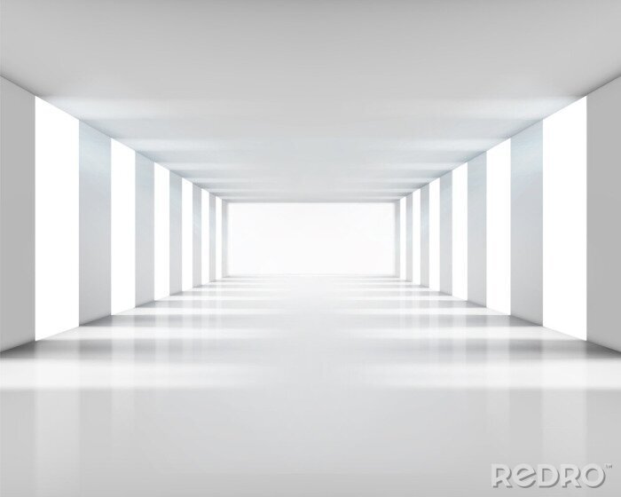 Fototapete Einfacher weißer Tunnel mit Säulen