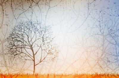einsamer Baum, Grunge Vektor Hintergrund, eps 10