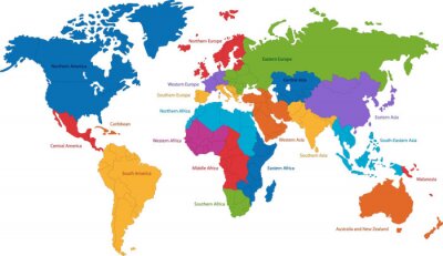 Fototapete Einteilung der Kontinente