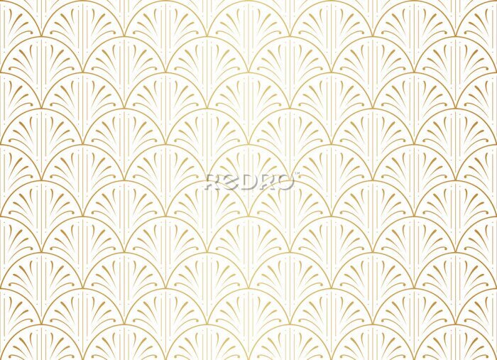 Fototapete Elegant Golden Art Deco Vector Background. Seamless Abstract Pattern. Vintage Illustration.