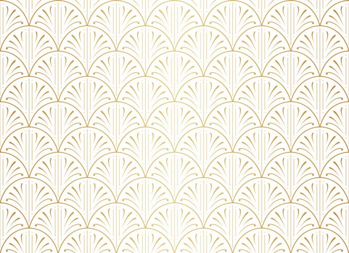 Fototapete Elegant Golden Art Deco Vector Background. Seamless Abstract Pattern. Vintage Illustration.