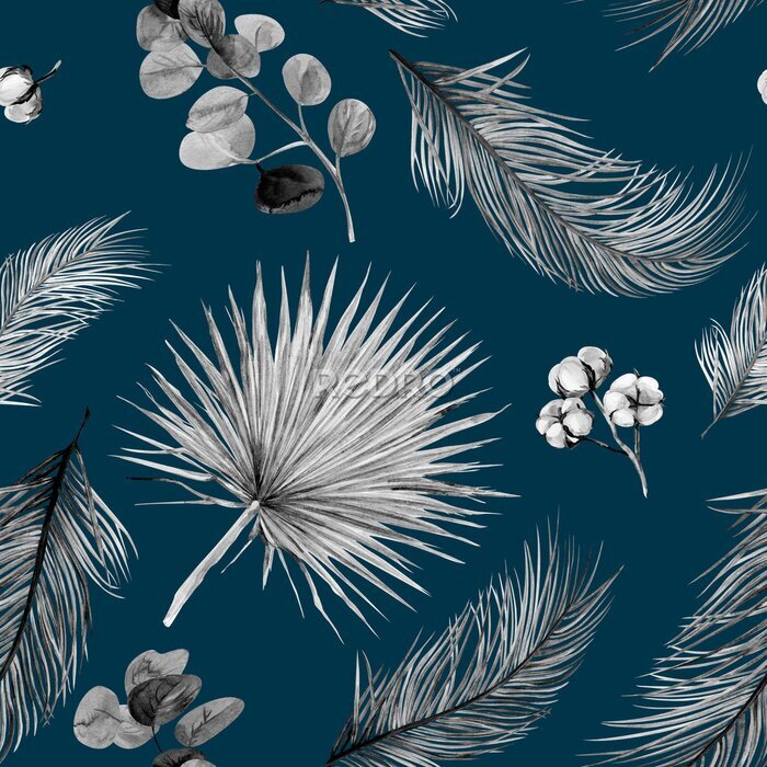 Fototapete Elegantes Muster aus exotischen Blättern im Wind