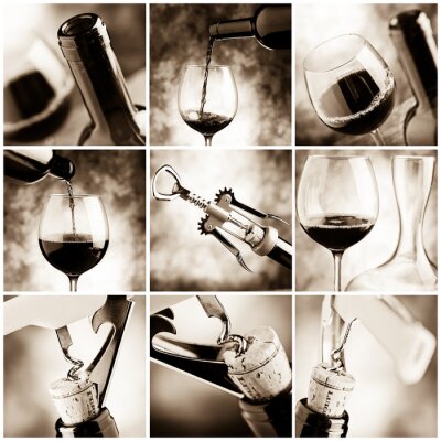 Fototapete Elemente des Weins in Sepia