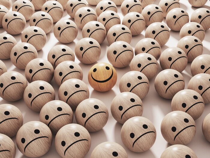 Fototapete Emoji-Kugeln aus Holz