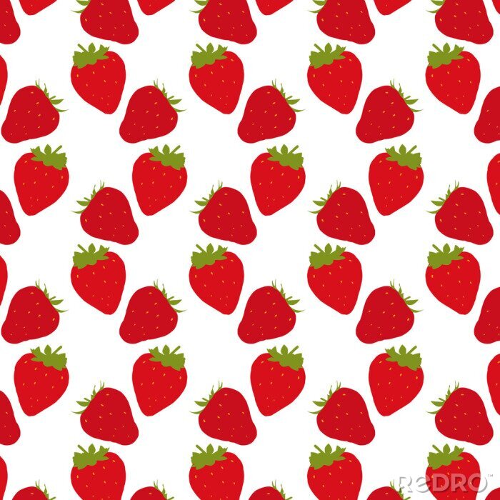 Fototapete Erdbeeren mit grünen Stielen