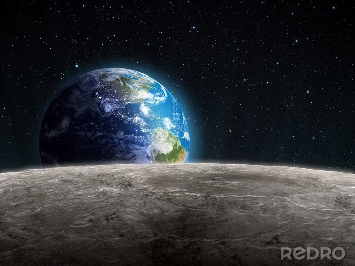 Fototapete Erde vom Weltraum aus in Dunkelblau