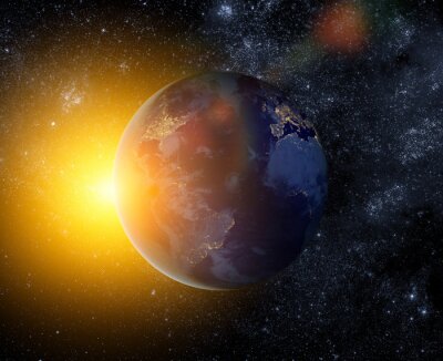 Erde von der Sonne beleuchtet realistische Grafik