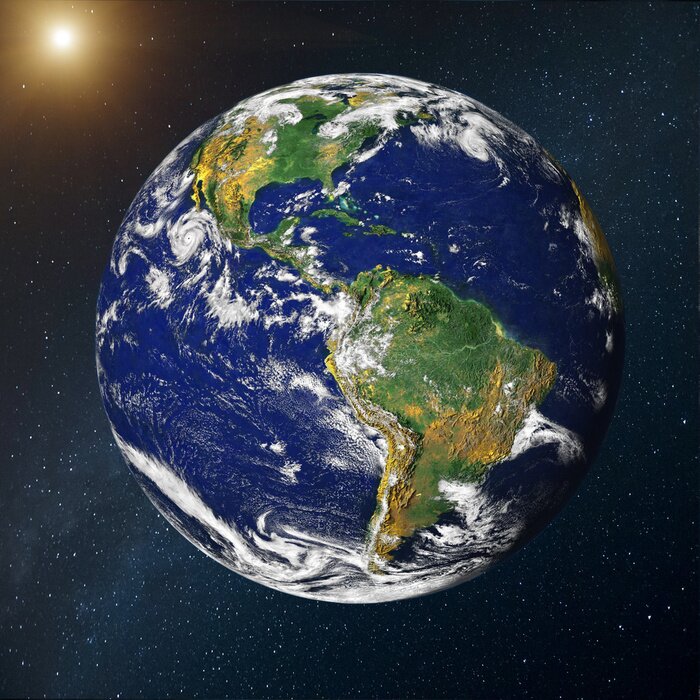 Fototapete Erdkugel und Sonne