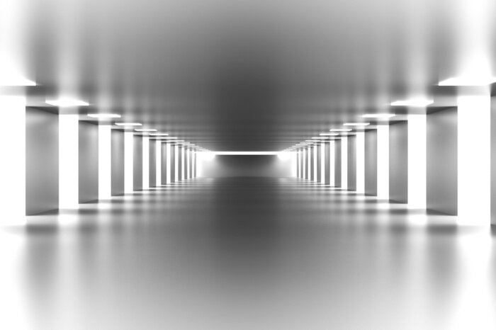Fototapete Erleuchteter weißer Tunnel