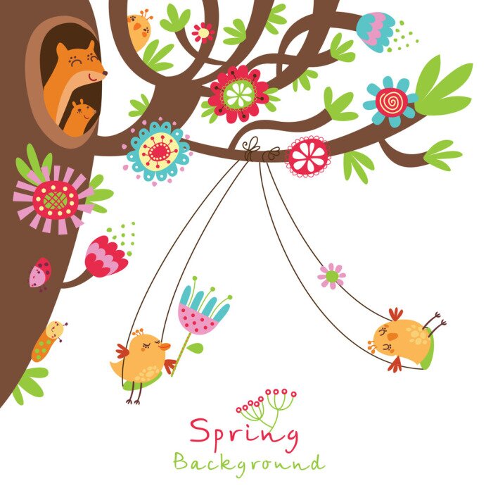 Fototapete Eulen auf Baumschaukel