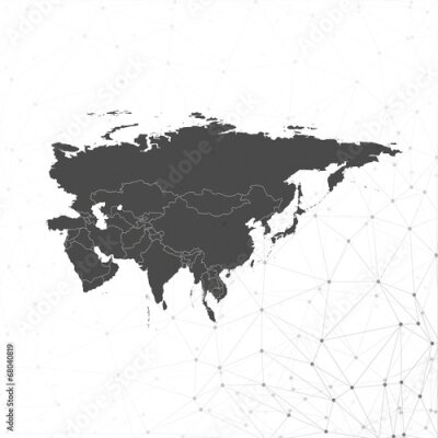 Fototapete Eurasia Karte Hintergrund Vektor, Illustration für Kommunikation