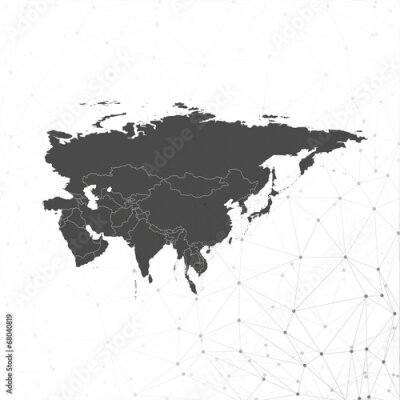 Fototapete Eurasia Karte Hintergrund Vektor, Illustration für Kommunikation