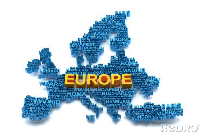 Fototapete Europa typografische Karte