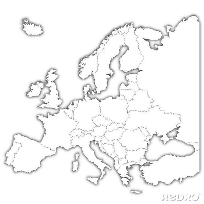 Fototapete Europa weiße Karte
