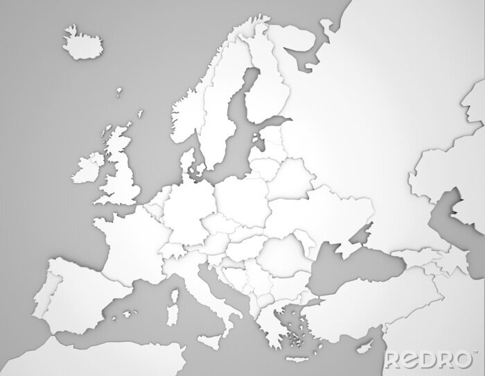 Fototapete Europäische Karte in Grau