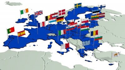 Fototapete Europäische Länder mit Flaggen