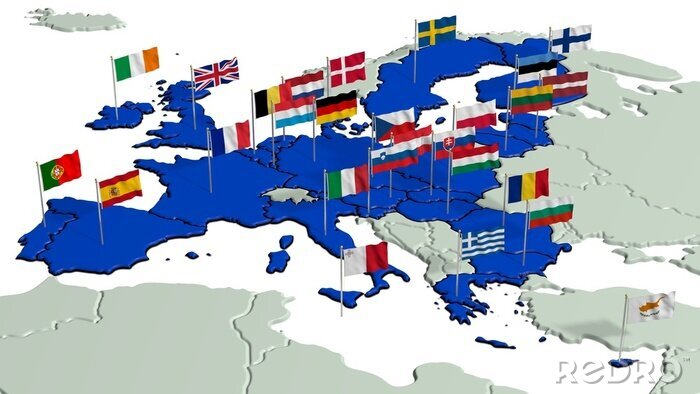 Fototapete Europäische Länder mit Flaggen