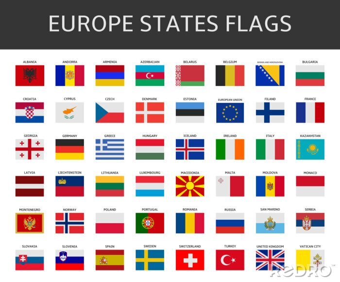 Fototapete Europäische Staatsflaggen