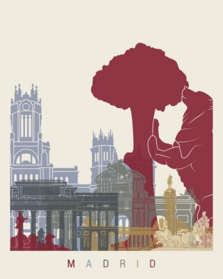 Europäische Stadt farbenfrohe Grafik von Madrid