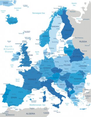 Fototapete Europakarte blau