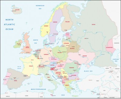 Fototapete Europakarte in Pastellfarbe