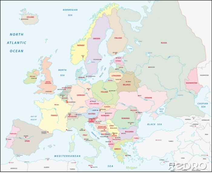Fototapete Europakarte in Pastellfarbe