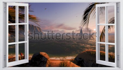 Fototapete Exostischer blick auf strand