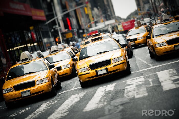 Fototapete Fahrende Taxis mit 3D Effekt