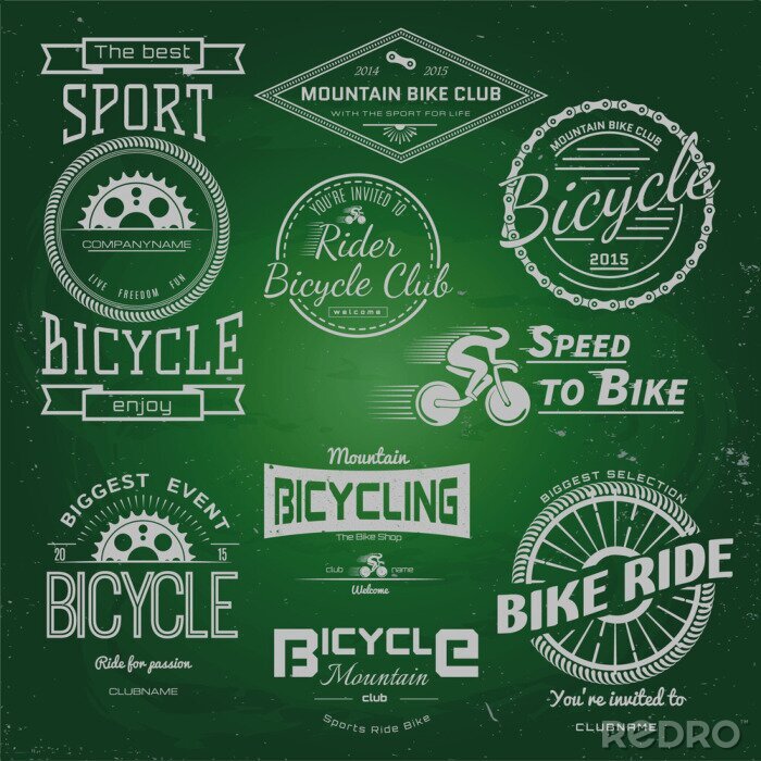 Fototapete Fahrrad-Abzeichen-Logos und Etiketten für die weitere Verwendung.