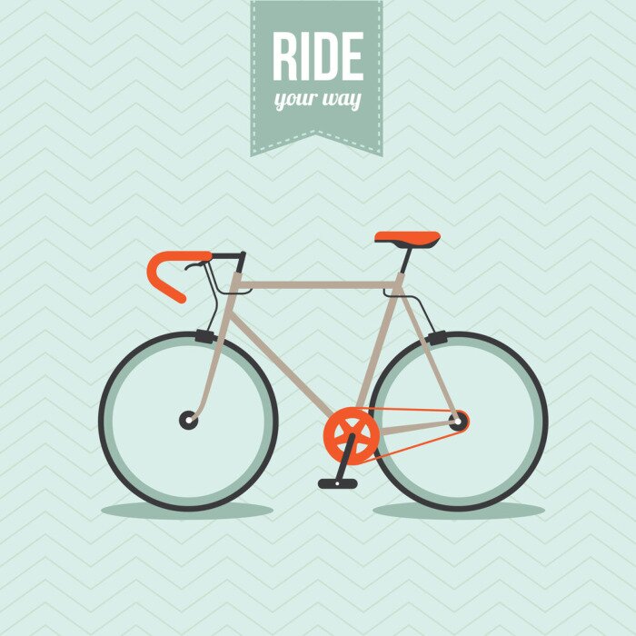 Fototapete Fahrrad auf blauem Hintergrund