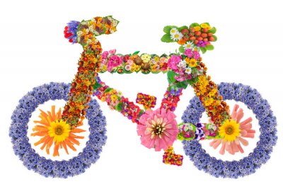 Fahrrad mit bunten Blumen