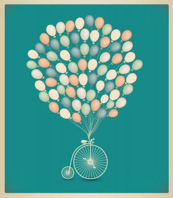 Fototapete Fahrrad mit Luftballons