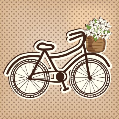Fahrrad-Oldtimer auf gepunktetem Hintergrund