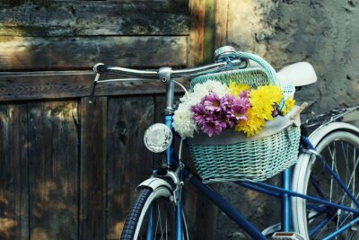 Fototapete Fahrrad und Blumenkorb