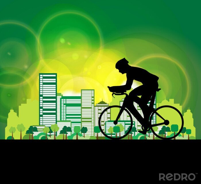 Fototapete Fahrrad und grüner Hintergrund