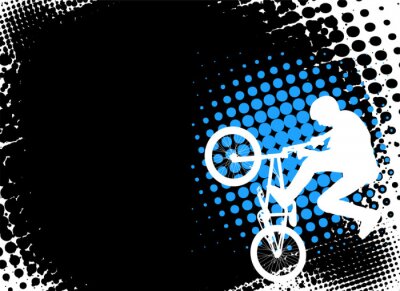 Fototapete Fahrrad und Radfahrer auf einem abstrakten Hintergrund