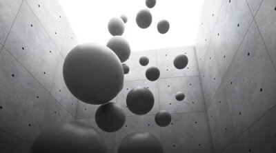Fototapete Fallende Betonkugeln