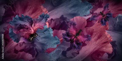 Fototapete Fantastische Komposition mit Schmetterling und Blumen