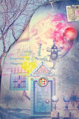 Fantasy-Collage mit Tür